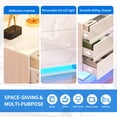 thumbnail image 5 of Dextrus Set of 2 Modern 3 Drawers LED Nightstand, 27" UV High Gloss Bedside Tables Nightstand with Drawer and Adjustable LED Light for Bedroom, Living Room, Marble White, 5 of 8