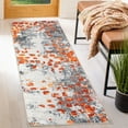 thumbnail image 4 of Washable Runner Rug 2x6ft – Modern Abstract Watercolor Boho Style, Non-Slip Low Pile Foldable Carpet for Hallway, Bedroom, Living Room, Kitchen – Orange Gray, 4 of 8