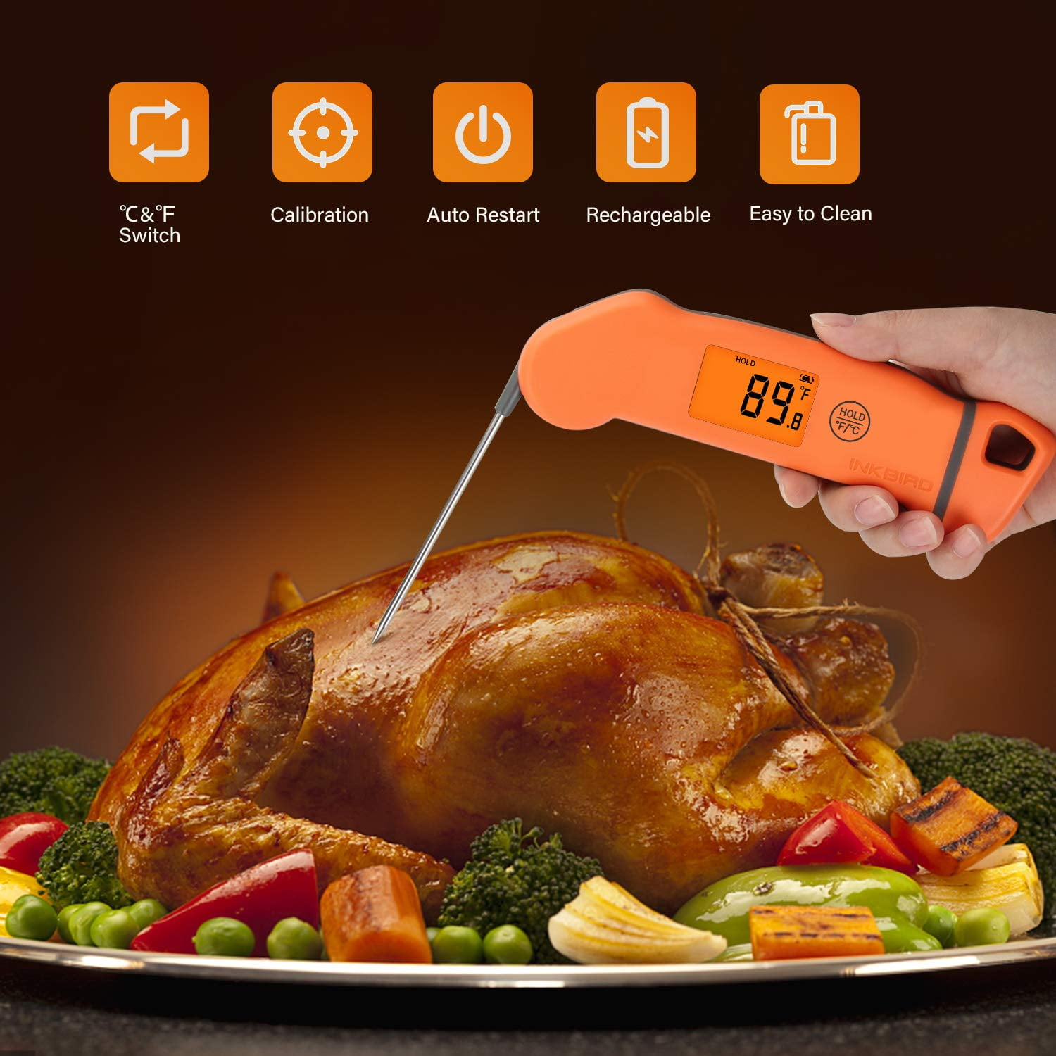 Inkbird Wi-Fi Bluetooth BBQ Temperature Controller Grill Thermometer and Instant Read Thermometer IHT-1P