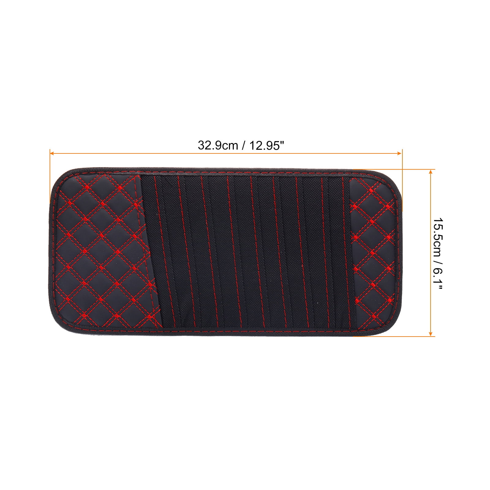 Unique Bargains Visor CD PU Leather Storage Dividers with Strap for Car Visor Black Red