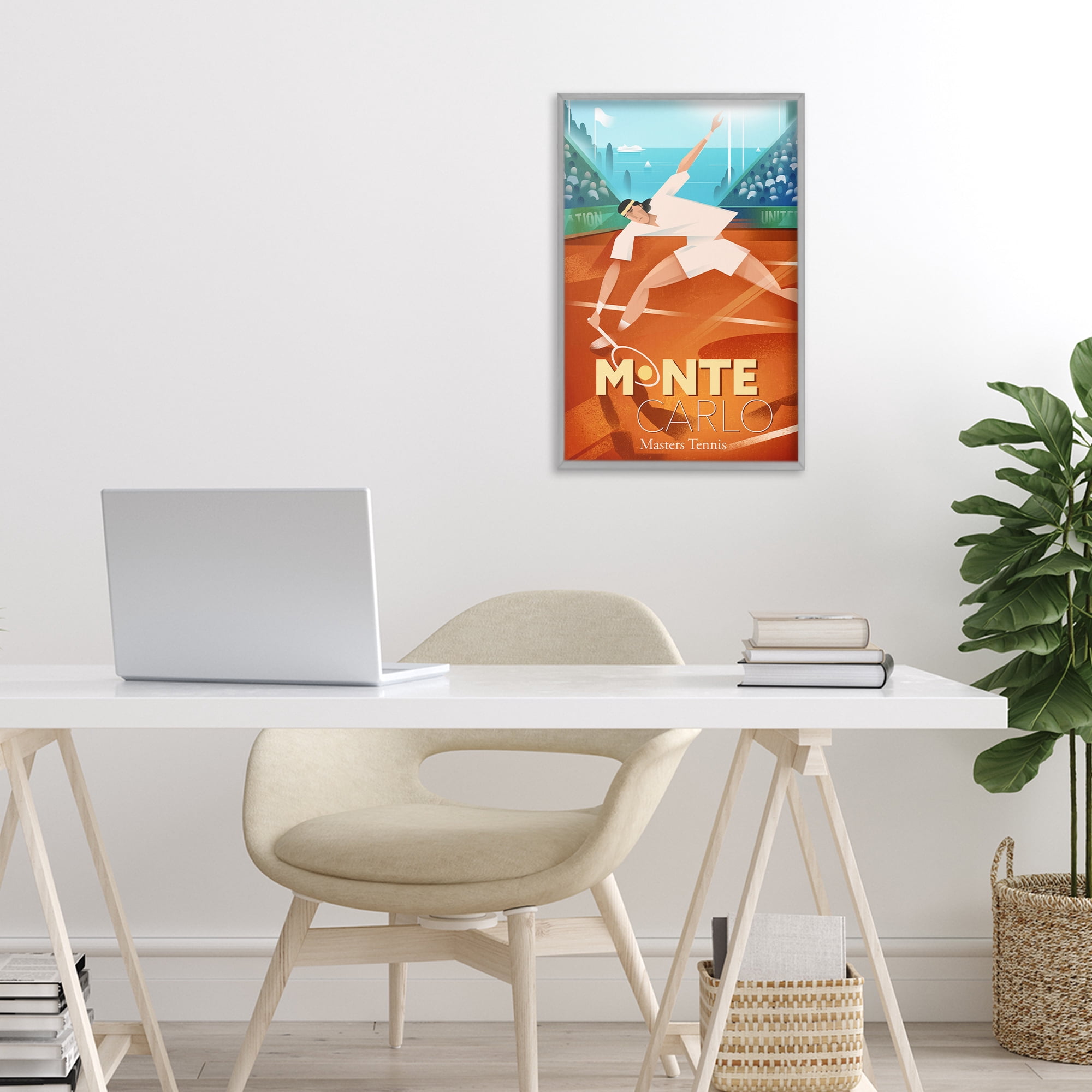 Stupell Industries Monte Carlo Masters Tennis Gray Framed Giclee Art, design by Martin Wickstrom