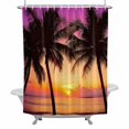 thumbnail image 2 of Gradient Beach Shower Curtain for Bathroom Decor, Landscape Summer Coconut Sunset Silhouette Waterproof Fabric Shower Curtain, 66"x72" Set with 12 Hooks, 2 of 9