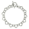 thumbnail image 3 of Auriga Fine Jewelry 925 Sterling Silver Heart and Circle Link Bracelet 7.5 inch for Women, 3 of 6