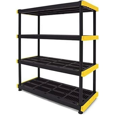 4-Tier Heavy Duty Rack Shelf, Plastic Storage Shelving Unit, Modular Rack Organization, 200lbs/shelf for Tool Shed, Indoor, Storage Room (55”H x 48”W x 20”D)