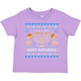 thumbnail image 3 of Inktastic Happy Hanukkah Sweater Style Design with Menorah and Dreidel Boys or Girls Toddler T-Shirt, 3 of 5