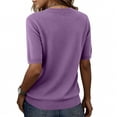 thumbnail image 4 of Short Sleeve Shirts for Women Knitted Crewneck Business Casual Basic Shirts Plain Elagant Loose Fit Knitted Sweater Dark Purple L, 4 of 7
