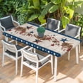 thumbnail image 2 of Independence Day Table Cloths for 3 Foot Rectangle Tables, Red Blue Stars Stripes Flag Wooden Patio Waterproof Elastic Fitted Tablecloths, Washable Rectangular Table Cover for Camping, 2 of 8