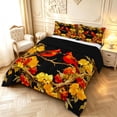 thumbnail image 2 of Erosebridal Watercolor Cardinal Animals Queen Comforter Set,Rustic Flowers Comforter Sets Queen,Black Yellow,Black Reversible,3 Pieces,1 Comforter and 2 Pillowcases, 2 of 7
