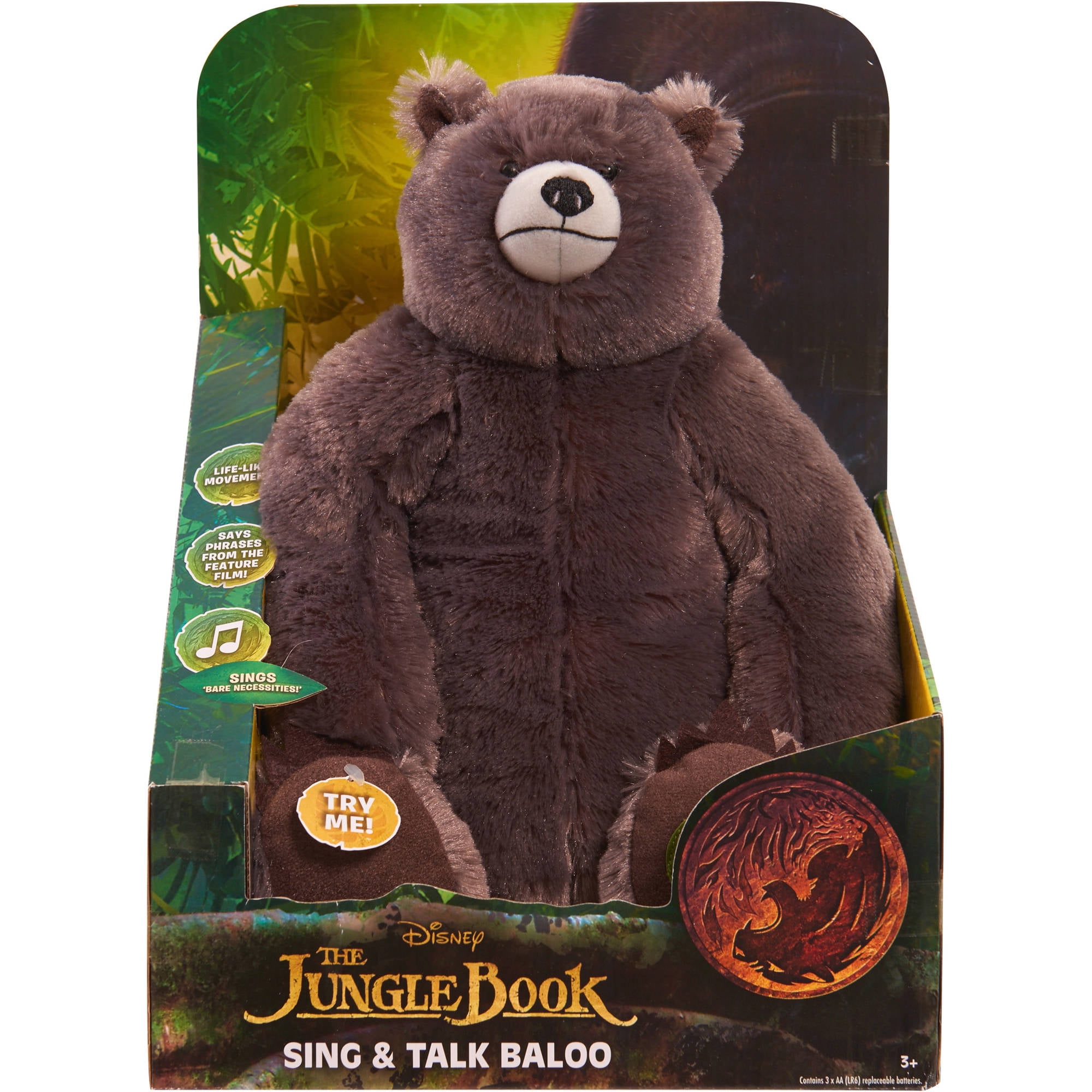 Disney The Jungle Book 2016 Movie Baloo Plush Sing and Talk Interactive Toy for sale online 
