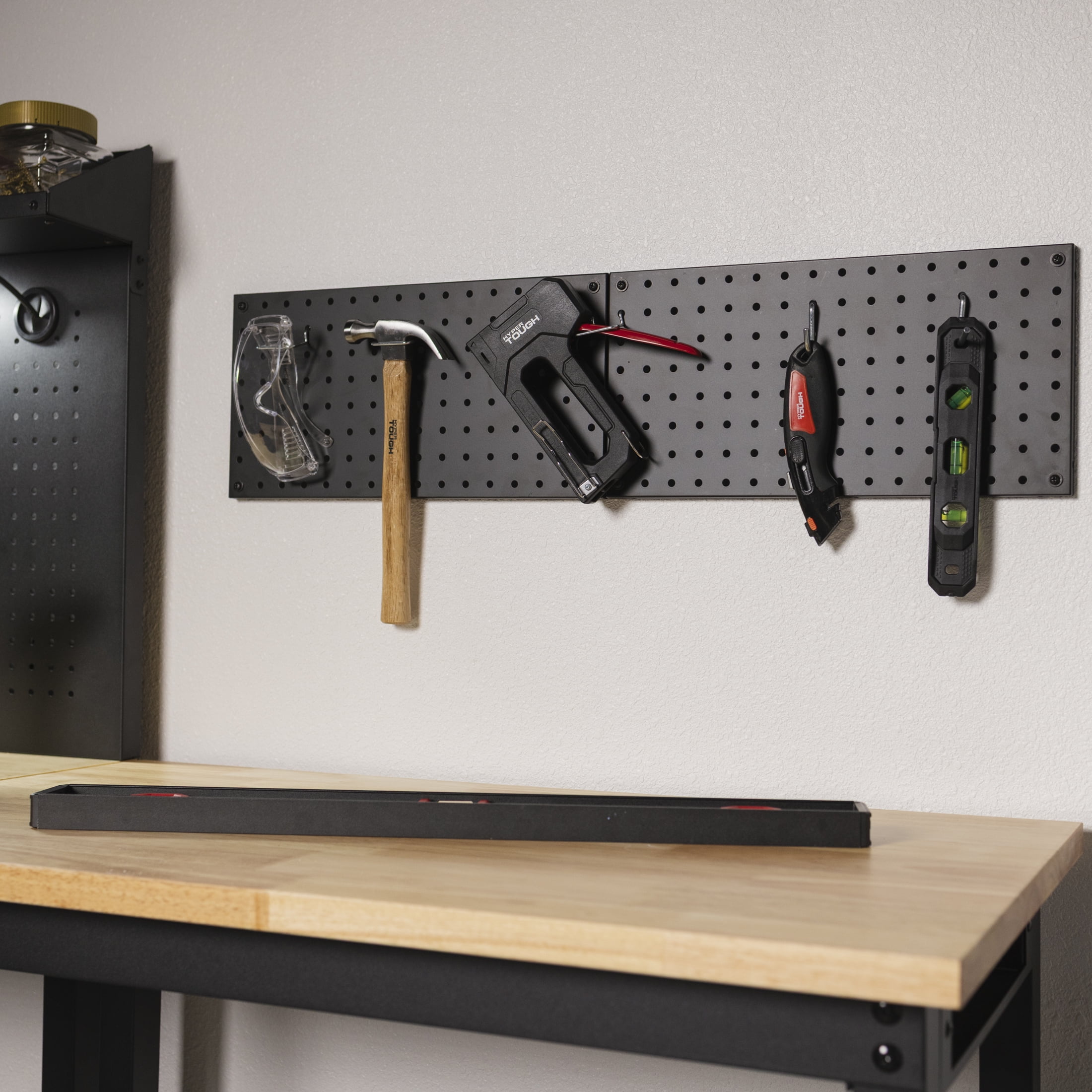 Hyper Tough 16-inch Pegboard Set, Wall Mounted Tool Organizer