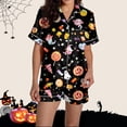 thumbnail image 5 of CONZONE Halloween Womens Pajamas Set Printed Short Sleeve Button Down Tops and Shorts Hallowmas Sleepwear Cozy 2 Piece Pjs Set for Women, 5 of 7