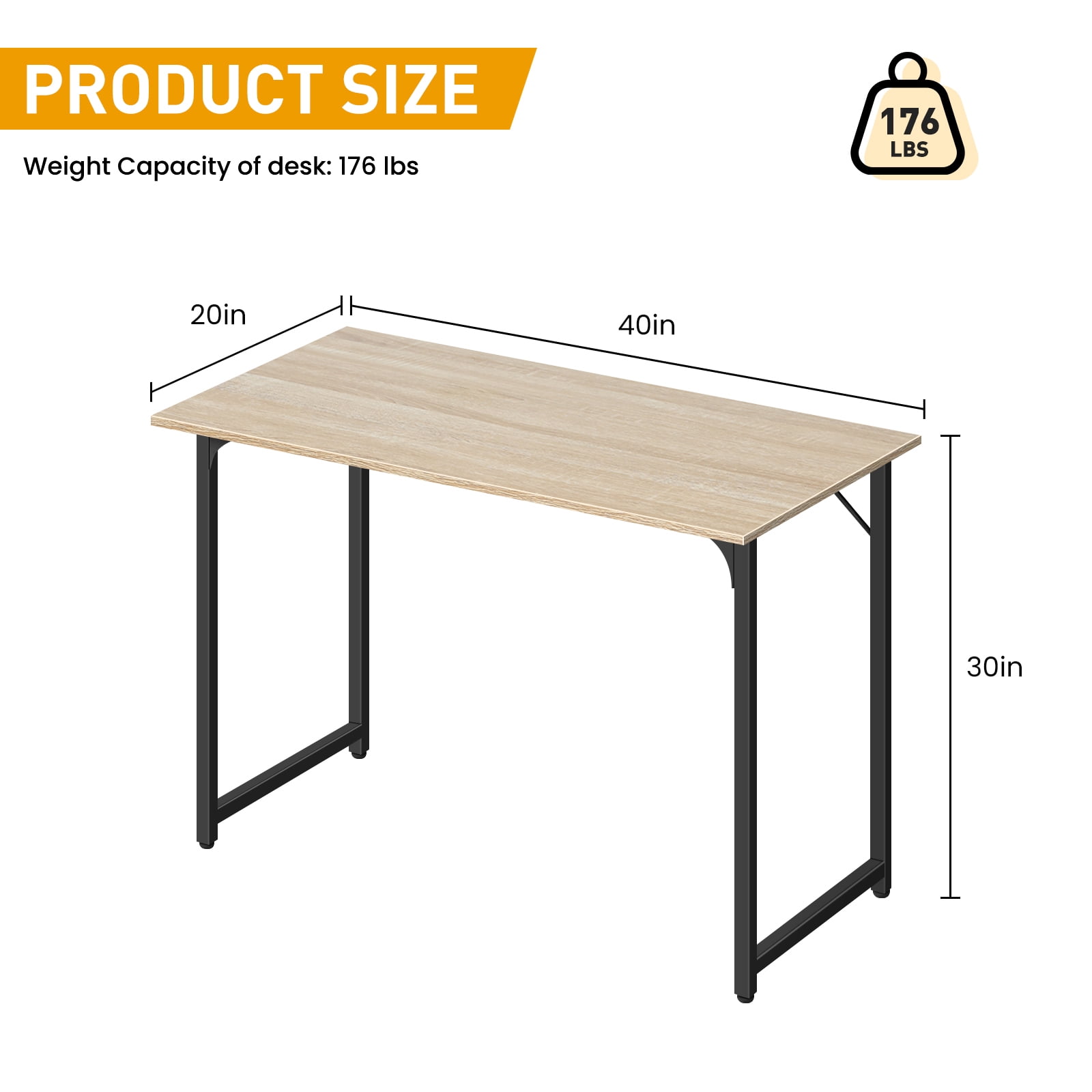 Dkelincs 40 inch Computer Desk and Chair Set Home Office Modern Wood Study Desk & Mesh Ergonomic Height Adjustable Office Chair for Small Spaces, Nature & Black