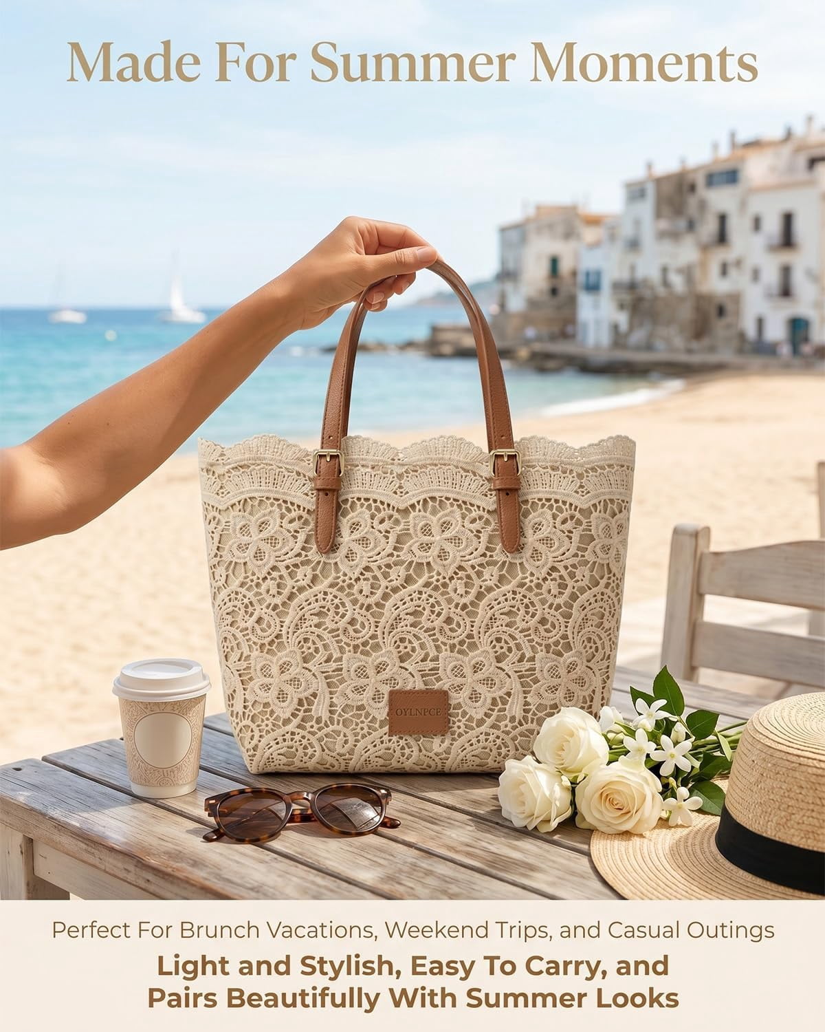 Vintage Lace Shoulder Bag Summer Straw Handbags for Women 2026 Crochet Kiss Lock Aesthetic Cute Large Tote Purses
