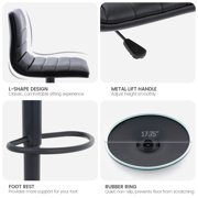 Bar Stools Set of 2, 360° Swivel Modern Square Bar Stool with Back, PU Leather Adjustable Height BarStools for Kitchen Dining Cafe, Black