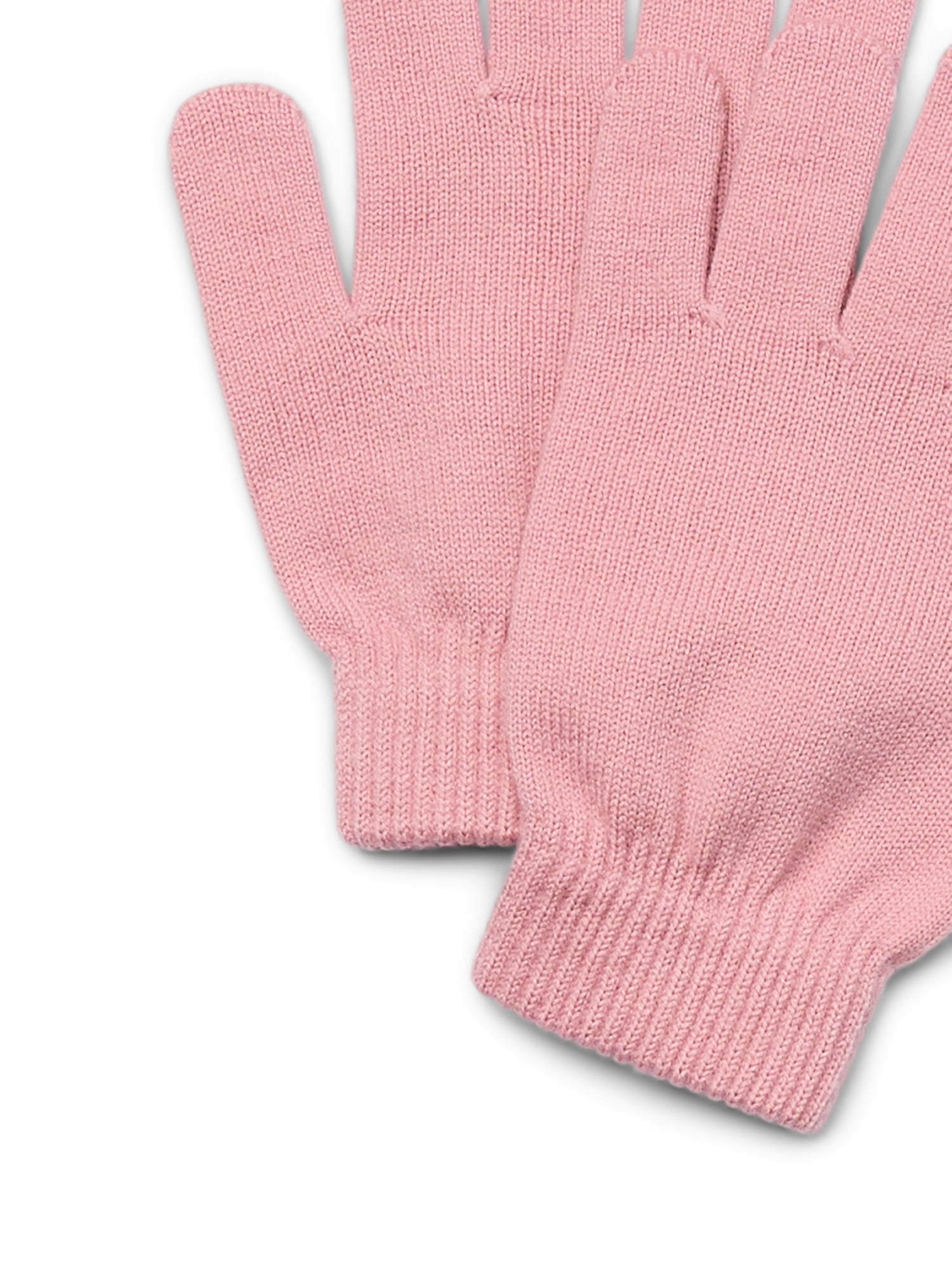 Time and Tru Women's Stretch Knit Winter Gloves 2-Pack, Dusty Rose