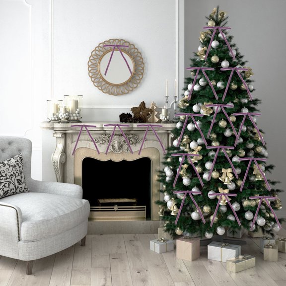 24 Pcs Velvet Christmas Bows For Christmas Tree 5 X 7 Inch Christmas,Velvet Christmas Ornaments,Rustic Crafts Gift Bows Vintage Velvet Ribbon Bows For Xmas Home Decor Wedding Outdoor Deep Purple