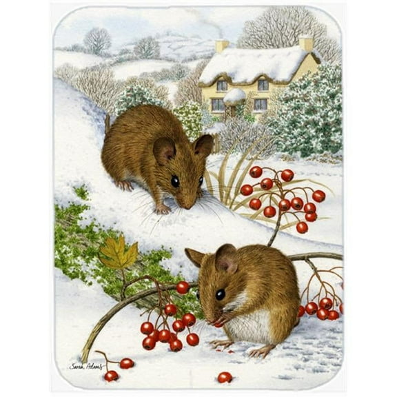 Wood Mice And Berries Glass Cutting Board, Large