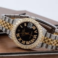 thumbnail image 2 of Pre-Owned Rolex Datejust 31MM 68273 Black Roman Diamond Dial Diamond Bezel Two Tone Yellow Gold Full Diamond Jubilee Bracelet, 2 of 8