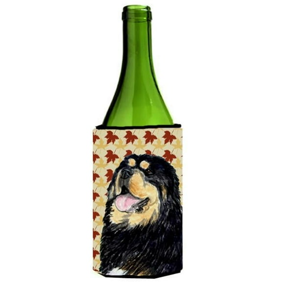 Tibetan Mastiff Fall Leaves Portrait Wine Bottle  Hugger - 24 oz.