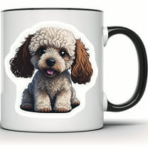Cute Poodle Puppy Dog Mug - Adorable Animal Coffee Cup - Fluffy Dog Lover Gift - Perfect Gift for Dog Moms and Pet Owners - 11 Ounce Black Rim Handle Novelty Coffee Cup - WMUG0582-Black Rim