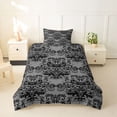 thumbnail image 2 of Homewish Halloween Skull Skeleton Twin Duvet Cover,Bohemian Damask Twin Bedding,Black Gray,Black Reversible,2 Pieces,1 Duvet Cover and 1 Pillowcase, 2 of 6