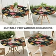thumbnail image 7 of Round Fitted Tablecloth with Elastic Edges Fits 45"-52" Round Tables Pioneer Colorful Floral Waterproof Table Cover Washable Indoor and Outdoor for Party Kitchen Dinner Banquet Patio Picnic, 7 of 7