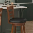 thumbnail image 6 of Commercial Grade Wood Classic Ladderback Swivel Counter Height Barstool with Padded Black LeatherSoft Seat, Antique Oak, 6 of 9
