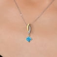 thumbnail image 3 of Gem Stone King 925 Silver and 10K Yellow Gold Swiss Blue Topaz and White Lab Grown Diamond Pendant Necklace for Women | 0.83 Cttw | Gemstone November Birthstone | Princess 5MM | With 18 inch Chain, 3 of 6