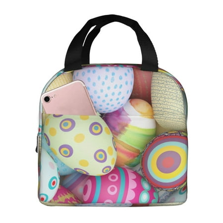 Insulated Lunch Bag for Women Men - Colorful Easter Eggs Leakproof Cooler Lunch Box for Women Men  Lunch Tote Bags for Work School Picnic Travel