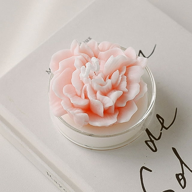 Handmade Rose Flower Shaped Scented Candle Aromatic Soy Wax Decorative Table Prop Ideal for Stress Meditation Yoga Bathing Birthday