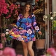 thumbnail image 6 of Yuyamidu Mushroom Long Sleeve Dresses for Women Flowers A-Line Dress Casual V Neck Midi Dress Trendy High Waistline Dresses for Women Size L, 6 of 8