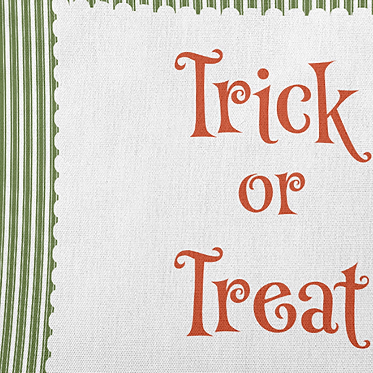 16" x 16" Simply Daisy Halloween Trick or Treat Ticking Polyester Indoor/Outdoor Pillow, Scallion Qty 1