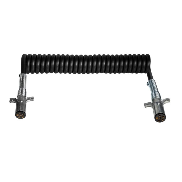 Tectran Recreational Vechicle Powercoil | 6 Conductor / 14 Gauge Cable Type | 2 Plugs | Black | (12' Length)