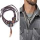 thumbnail image 1 of Boho Wolf Tooth Pendant Necklace Vintage Tribal Double Layered Black Braided Beaded Choker Unisex Jewelry Accessories, 1 of 5