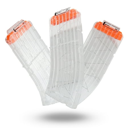 EKIND 10 Darts Banana Curved Clips, Soft Bullet Quick Reload Clips Compatible for Nerf Elite Magazine Toy Gun (Transparent, Pack of 3)