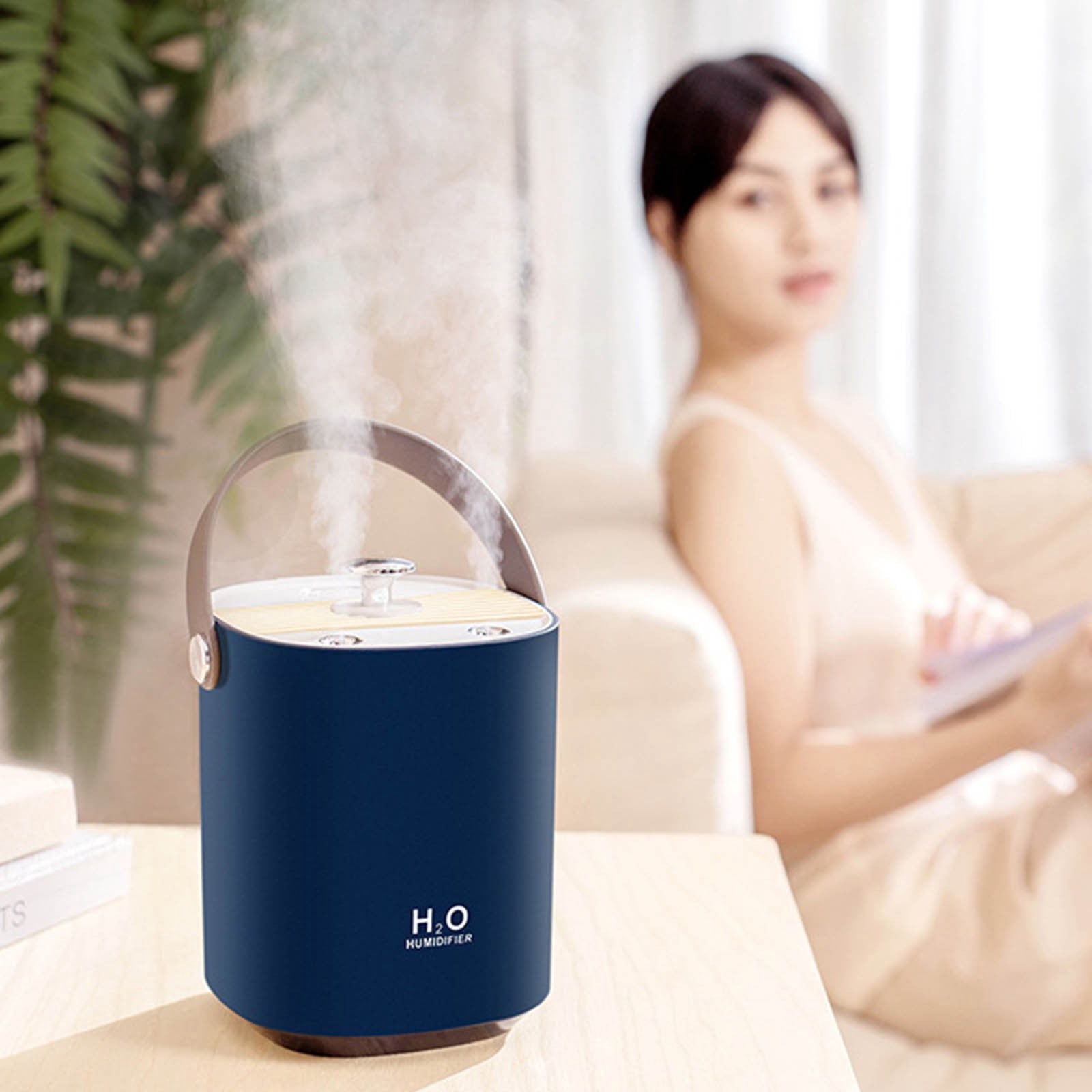 RAPOBRIX Mini Air Humidifier for Bedroom - Quiet Easy Clean Dual-Nozzle Cool Mist (Blue) for Home/Baby/Plant