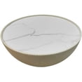 thumbnail image 3 of First of a Kind Modern Drum Bowl Coffee Table - Round Shaped Coffee Table – Modern Decorative Tables - Tabletop for Home Decor - Sintered Stone at Top with Microfiber Leather, White, 3 of 6