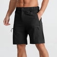 thumbnail image 2 of Eryao Mens Summer Cargo Shorts Casual Elastic Waist Shorts with Zipper Pockets Loose Lightweight Hiking Shorts,Black,S, 2 of 9