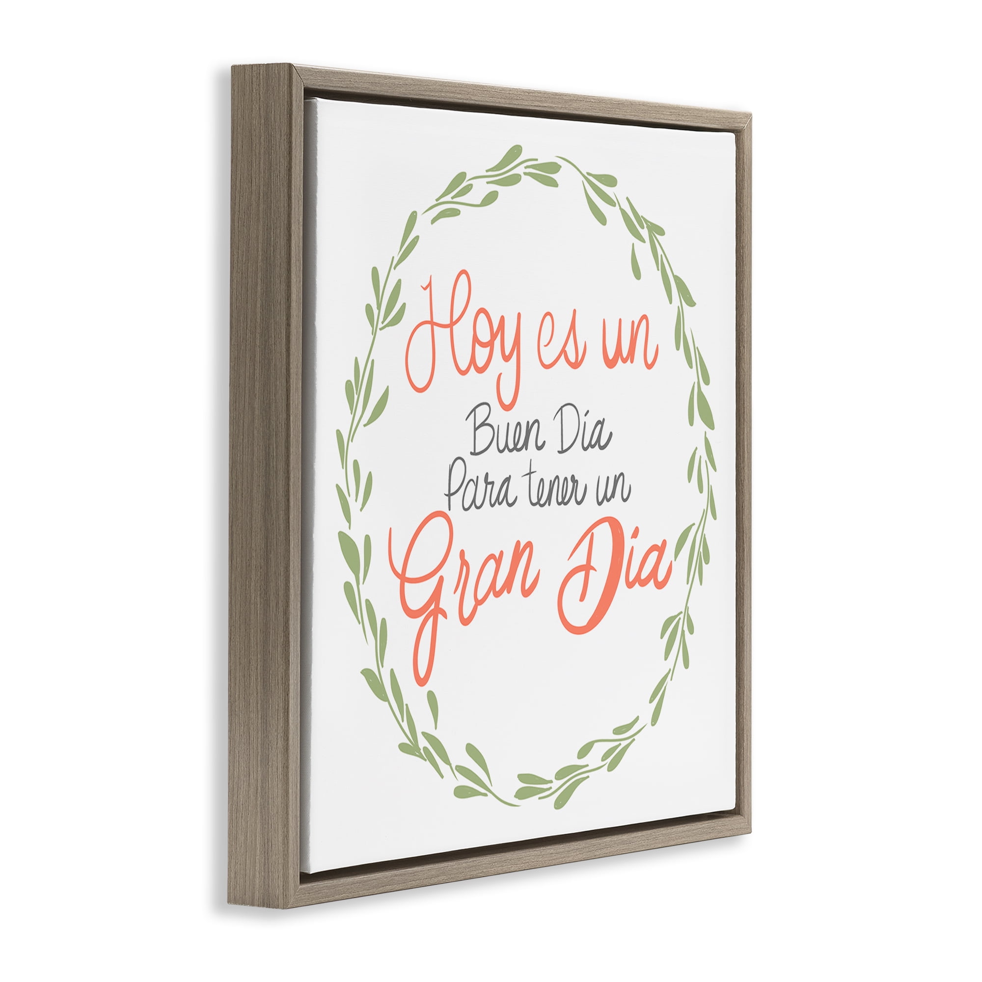 Stupell Industries Hoy es un Buen Día Inspirational Quotes & Sayings Painting Brown Floater Framed Art Print Wall Art, 18 x 18
