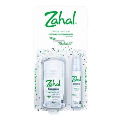 Desodorante Zahal corporal cristal natural stick 120 g + spray 15 ml