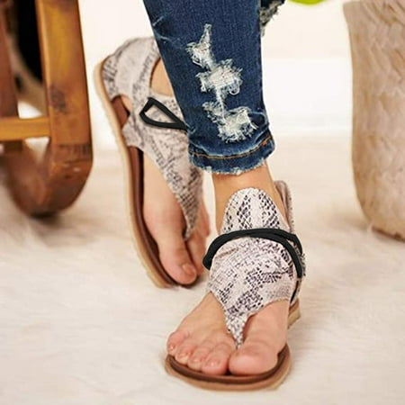 

pafei tyugd Women s Posh Gladiator Sandals Ladies Summer Casual Flat Heel Slip On Sandals Comfy Vintage Vintage Flip Flops Sandals with Zipper Size 5.5