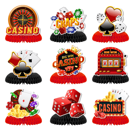 Casino Honeycomb Centerpieces, 9 Pcs Casino Theme Honeycomb Centerpieces & Casino Centerpiece Table Decorations for Casino Party Decorations & Las Vegas Party Decorations