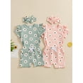 thumbnail image 4 of Aojekbee Baby Girls Summer Outfits Floral Print Short Sleeve T-Shirt and Shorts Cute Headband Set 3 Piece Clothes, 4 of 10