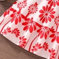 thumbnail image 4 of Girls Floral Sundress Red and White, A-Line Dress with Ruffle Hem and Adjustable Belt for Kids 7-12 Years, Summer Play Dress,Size 10-11T, 4 of 9
