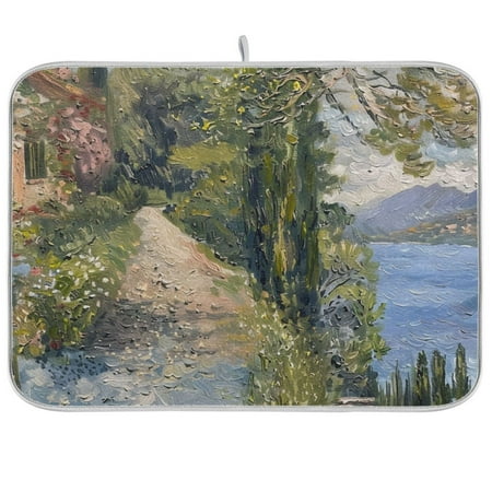 

Cabin Rivver Trees Lane Dish Drying Mat Absorption Pad Kitchen Drainer Counter Dinning Table 18 x 24
