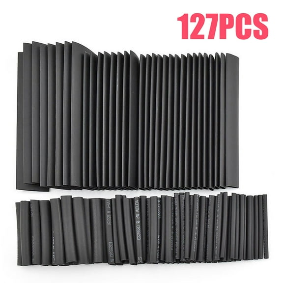 Kiplyki 127Pcs Black Heat Shrink Sleeving Tubing Tube Assortment Kit Electrical