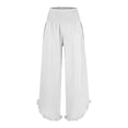 thumbnail image 4 of Endives Women's Linen Pant High Waist Elastic Casual Loose Long Pants SpringTrendy White, 4 of 7