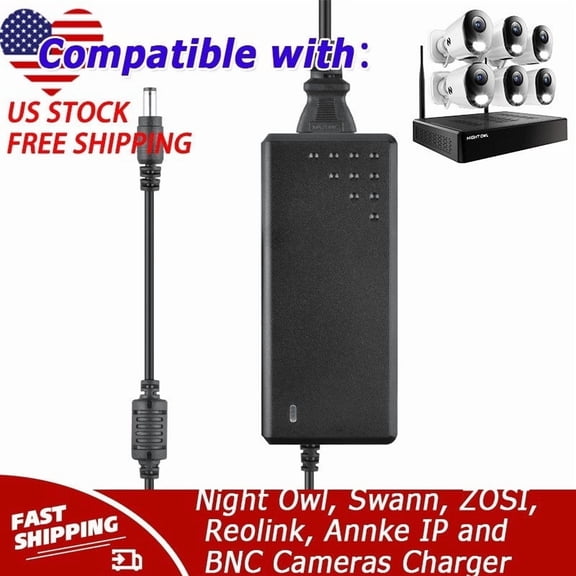 12V 8A Adapter Compatible with Night Owl, Swann, ZOSI, Reolink, Annke IP and BNC Cameras