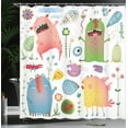 thumbnail image 4 of Ambesonne Funny Shower Curtain, Imaginary Creatures Fun, 69"Wx70"L, Green Blue, 4 of 5