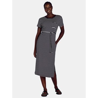 Time and Tru women's Tiered Cotton Poplin Dress - Walmart.com